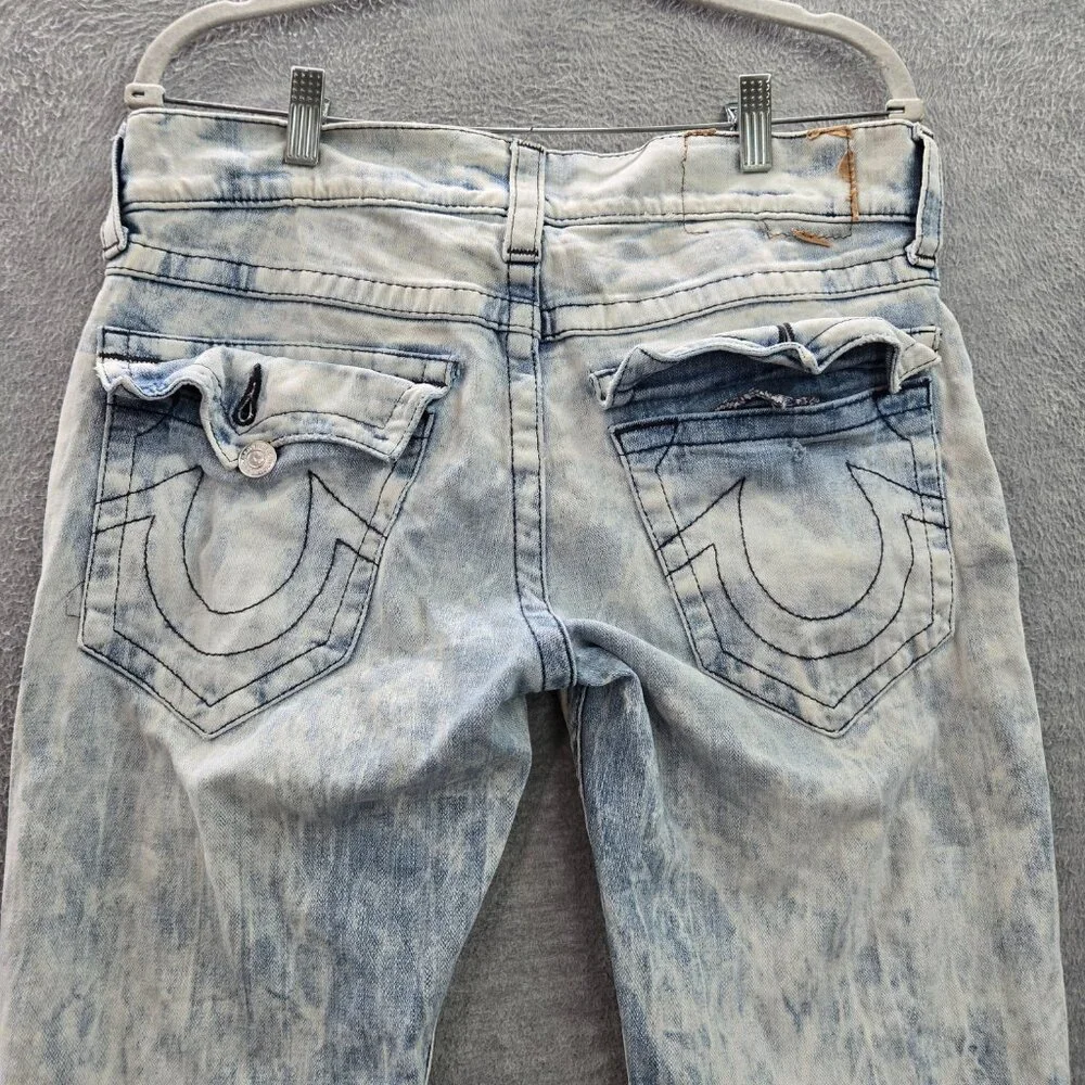 True Religion Men Jeans 32 Blue Acid‎ Wash Skinny Denim Mid Rise 33